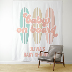 Baby an Bord Surfboard Strand Baby Shower Wandteppich
