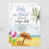 Baby an Bord Surfboard Summer Beach Baby Dusche Einladung (Vorne/Hinten)