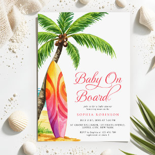 Baby an Bord Surfbrett BeACH Baby Dusche Einladung