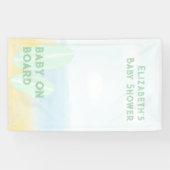 Baby an Bord Surfbrett Beach Wasserfarbe Babydusch Banner (Horizontal)