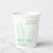 Baby an Bord Surfbrett Beach Wasserfarbe Babydusch Pappbecher (Vorderseite)