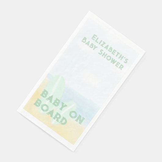 Baby an Bord Surfbrett Beach Wasserfarbe Babydusch Serviette (Ecke)