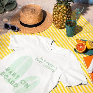 Baby an Bord Surfbrett Beach Wasserfarbe Babydusch T-Shirt