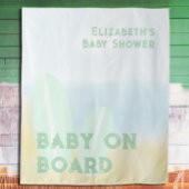 Baby an Bord Surfbrett Beach Wasserfarbe Babydusch Wandteppich