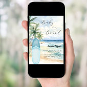 Baby an Bord Surfbrett Blue Boy Beach Baby Dusche Einladung