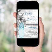 Baby an Bord Surfbrett Blue Boy Retro Baby Dusche Einladung