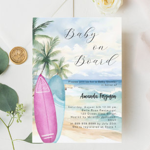 Baby an Bord Surfbrett Girl Junge Beachdusche Einladung