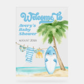 Baby an Bord Surfbrett Kinderdusche Begrüßung Acrylschild (Vorderseite)