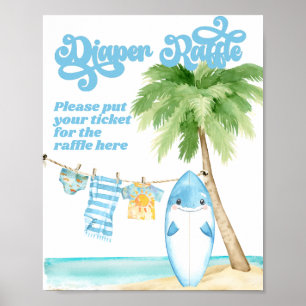 Baby an Bord Surfbrett Kinderduschmaschine Windeln Poster