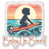 Baby an Bord Surfbrett, Kindersurfen, Surfen Aufkleber (Vorderseite)