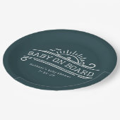 Baby an Bord Surfbrett Slate Blue Baby Dusche Pappteller (Schrägansicht)