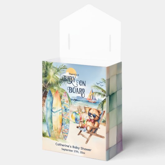 Baby an Bord Surfbrett Teddy Bear Baby Dusche Geschenkschachtel (Geöffnet)