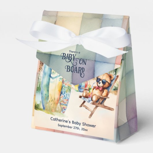 Baby an Bord Surfbrett Teddy Bear Baby Dusche Geschenkschachtel (Vorderseite)