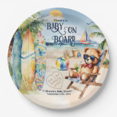 Baby an Bord Surfbrett Teddy Bear Baby Dusche Pappteller (Vorderseite)