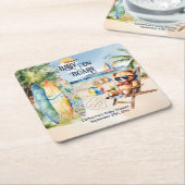 Baby an Bord Surfbrett Teddy Bear Baby Dusche Rechteckiger Pappuntersetzer (angewinkelt)