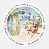 Baby an Bord Surfbrett Teddy Bear Baby Dusche Runder Aufkleber (Vorderseite)