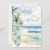 Baby an Bord Surfbrett tropische Strand Baby Dusch Einladung (Vorderseite)
