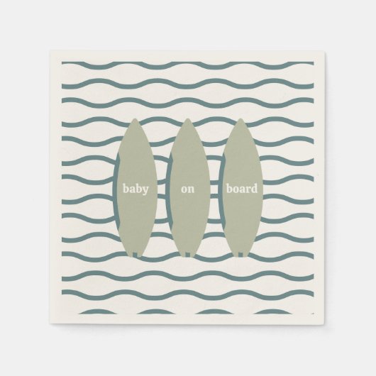 "Baby an Bord" Surfbrettfahrer Kinderdusche Thema  Serviette (Vorderseite)