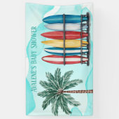 Baby an Bord Surfen Aquamarine Babydusche Banner (Vertikal)