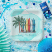 Baby an Bord Surfen Aquamarine Babydusche Pappteller (Party)