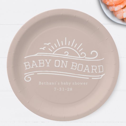 Baby an Bord Surfen Pink Baby Dusche Pappteller