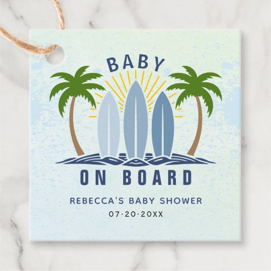 Baby an Bord Surfen Splash Blue Baby Boy Dusche Geschenkanhänger (Vorderseite)