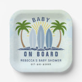 Baby an Bord Surfen Splash Blue Baby Boy Dusche Pappteller (Vorderseite)