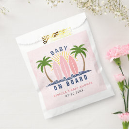 Baby an Bord Surfen Spritzen Rosa Mädchen Dusche Geschenktütchen