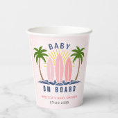 Baby an Bord Surfen Spritzen Rosa Mädchen Dusche Pappbecher (Rückseite)