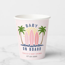 Baby an Bord Surfen Spritzen Rosa Mädchen Dusche Pappbecher