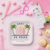 Baby an Bord Surfen Spritzen Rosa Mädchen Dusche Pappteller (Party)