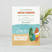 Baby an Bord Surfen Tropical Beach Baby Dusche Einladung (Stehend Vorderseite)