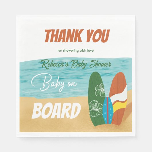 Baby an Bord Surfen Tropical Beach Baby Dusche Serviette (Vorderseite)