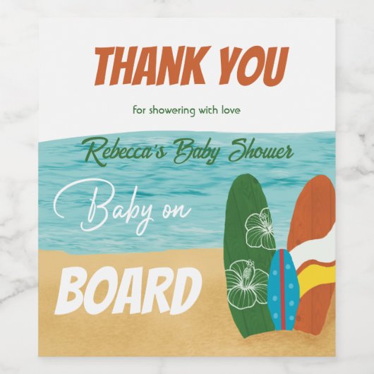 Baby an Bord Surfen Tropical Beach Baby Dusche Weinetikett (Einzelnes Label)