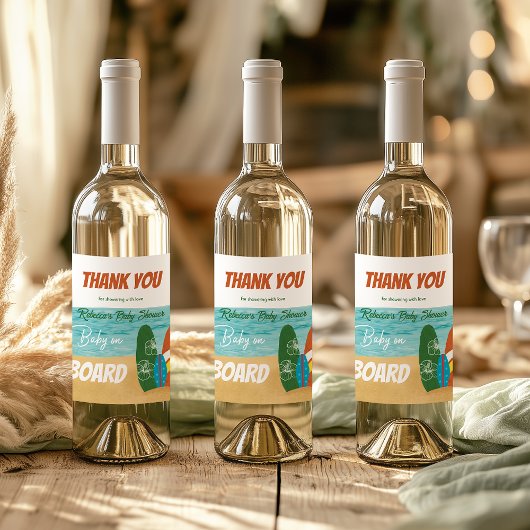 Baby an Bord Surfen Tropical Beach Baby Dusche Weinetikett