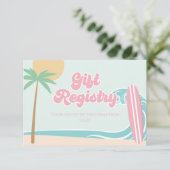 Baby an Bord Surfing Baby Shower Registry Begleitkarte (Stehend Vorderseite)