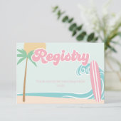 Baby an Bord Surfing Baby Shower Registry Begleitkarte (Stehend Vorderseite)