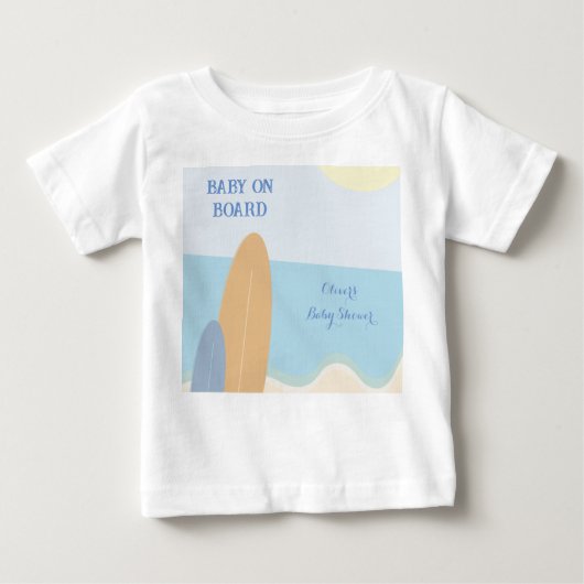 Baby an Bord Surfing Beach Baby Dusche Baby T-shirt (Vorderseite)