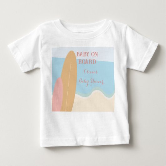 Baby an Bord Surfing Beach Baby Dusche Baby T-shirt (Vorderseite)