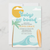 Baby an Bord Surfing Beach Baby Dusche Einladung (Vorderseite)