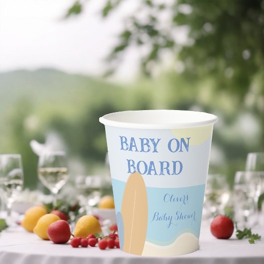 Baby an Bord Surfing Beach Baby Dusche Pappbecher