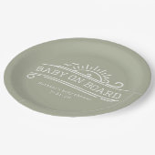 Baby an Bord Surfing Green Baby Dusche Pappteller (Schrägansicht)