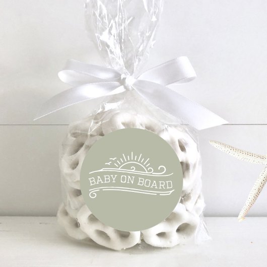 Baby an Bord Surfing Green Baby Dusche Runder Aufkleber