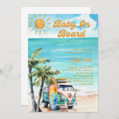 Baby an Bord Surf's Up Tropical Baby Shower Thema Einladung (Vorne/Hinten)