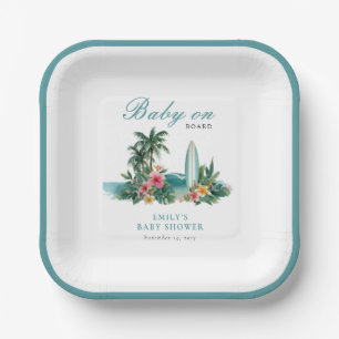 Baby an Bord Surfstrand-Baby-Party Pappteller