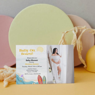 Baby an Bord Surfstrand Babydusche Einladung
