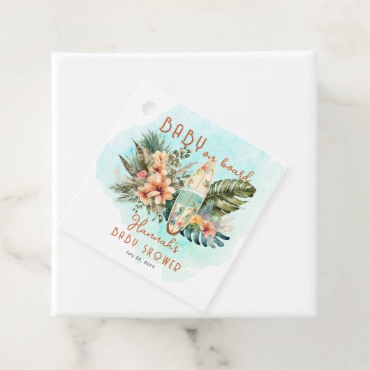 Baby an Bord Tropical Surf Baby Dusche Geschenkanhänger (Beispiel)