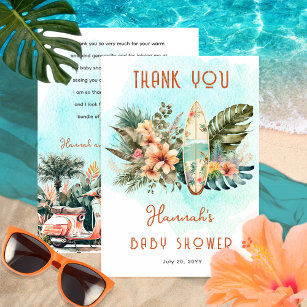 Baby an Bord Tropical Surf Neutral Baby Dusche Dankeskarte