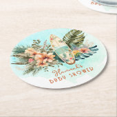 Baby an Bord Tropical Surf Neutral Baby Dusche Runder Pappuntersetzer (Angewinkelt)