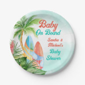 Baby an Bord Tropical Surfbaby Dusche nach Maß Pappteller (Vorderseite)